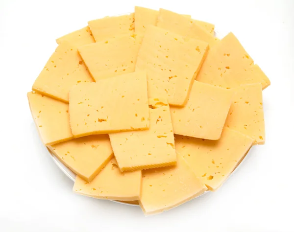 Dilimlenmiş?? Beyaz arka plan üzerinde peynir — Stok fotoğraf