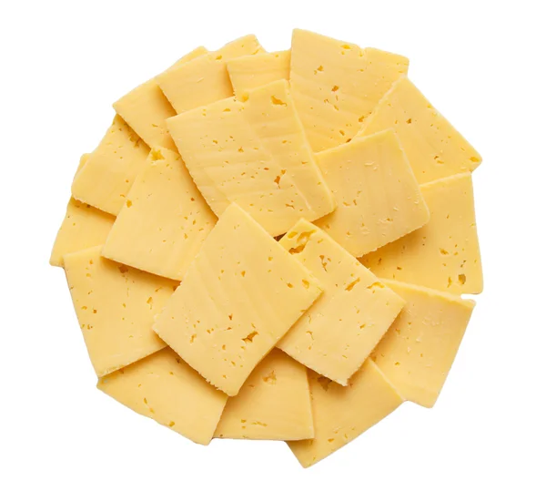 Käse in Scheiben auf weißem Hintergrund — Stockfoto
