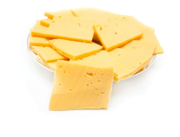 切片??白色背景上的奶酪 — 图库照片