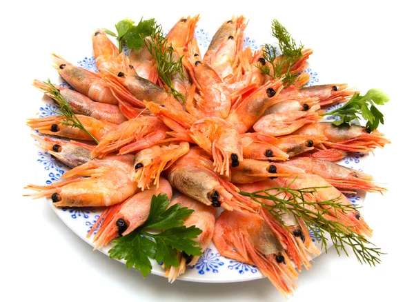Shrimp with parsley on a plate — Stock Photo, Image