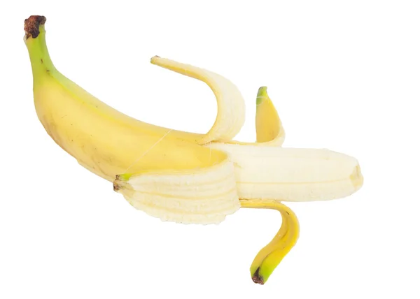 Plátano abierto aislado sobre fondo blanco — Foto de Stock