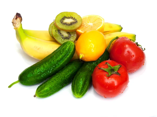 在白色背景下分离的水果和蔬菜 — 图库照片