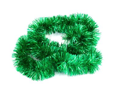 Green Christmas tinsel garland clipart