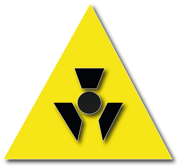 Warnschild für nukleare Strahlung isoliert auf weiß — Stockfoto