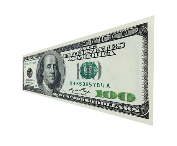 Banconota da cento dollari, isolata su bianco con percorso di ritaglio . — Foto Stock
