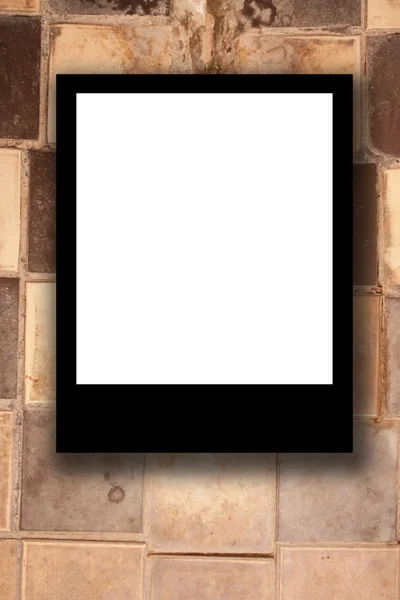 Photo frame on the background of the old tiles — Stock Photo, Image
