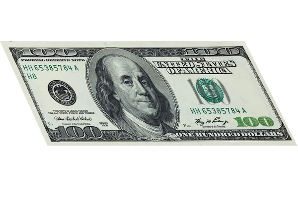 Hundred dollar banknote,isolated on white with clipping path. — Stockfoto