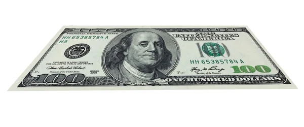 Сотня доларів банкноти, ізольовані на білому з відсічним контуром . — стокове фото