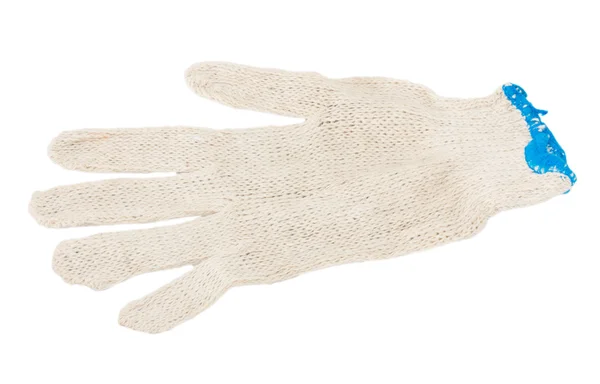 Біла в'язана рукавичка ізольована на білому тлі — стокове фото