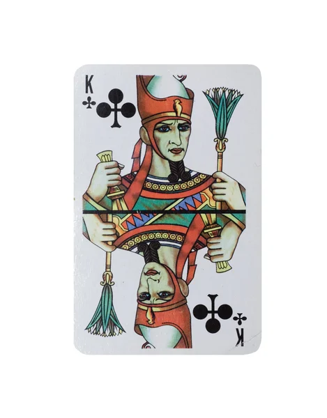 사용할 수 있는 갑판의 나머지 카드 놀이의 갑판에서 클럽의 왕 — 스톡 사진