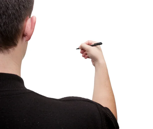 Ручка в руке. Изолированный на белом фоне — стоковое фото