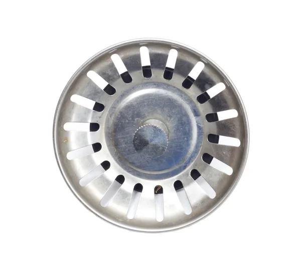 Metal cap in the sink on a white background — Stock Photo, Image