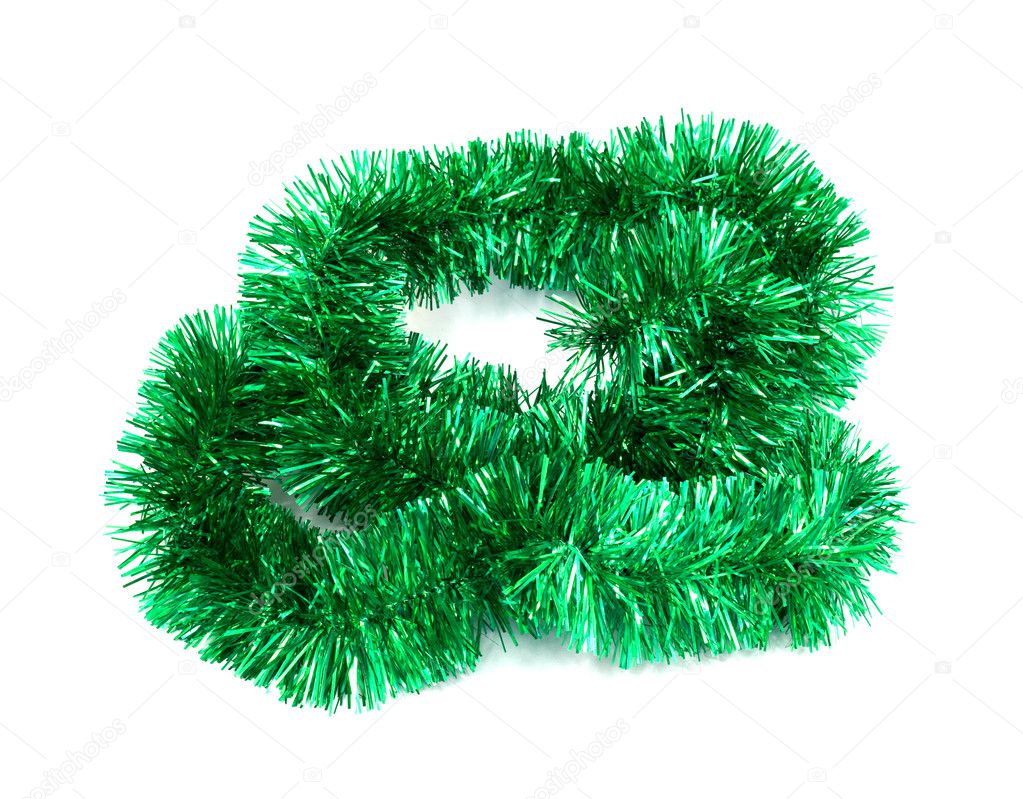 Green Christmas tinsel garland
