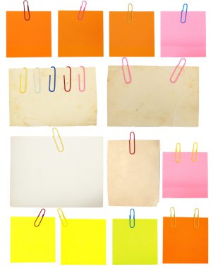 Set of vintage paper notes isolated on white background clipart