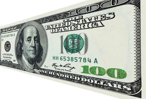 Банкнота за сто долларов, изолированная на белом с вырезкой . — стоковое фото