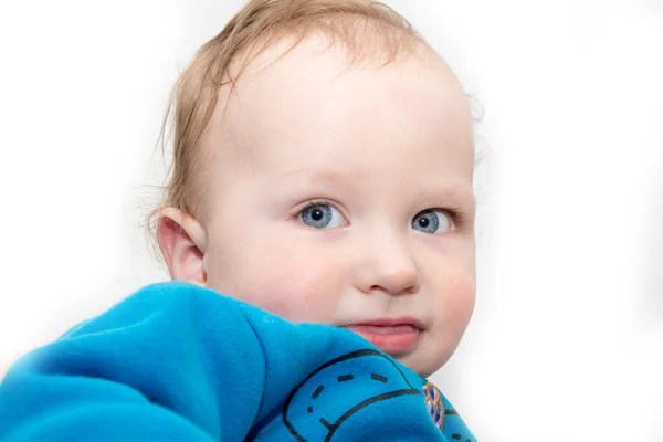 Retrato do bebê em um fundo branco — Fotografia de Stock