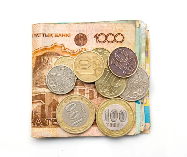 Peníze na bílém pozadí, Kazachstán — Stock fotografie