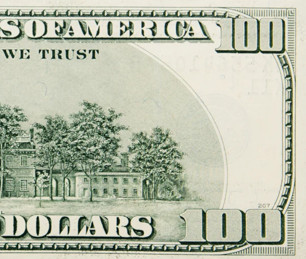 Närbild abstrakt $ 100 bill i oss valuta — Stockfoto