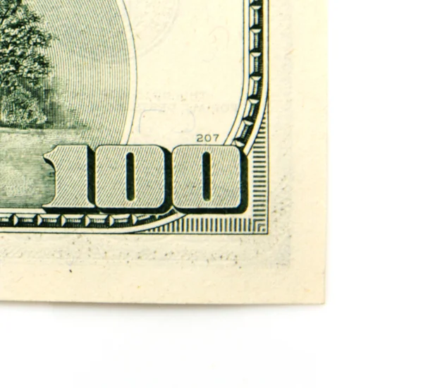Nahaufnahme Zusammenfassung eines 100-Dollar-Scheins in unserer Währung — Stockfoto