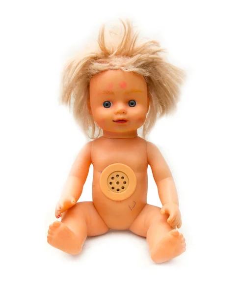 Old doll on a white background — Stock Photo, Image
