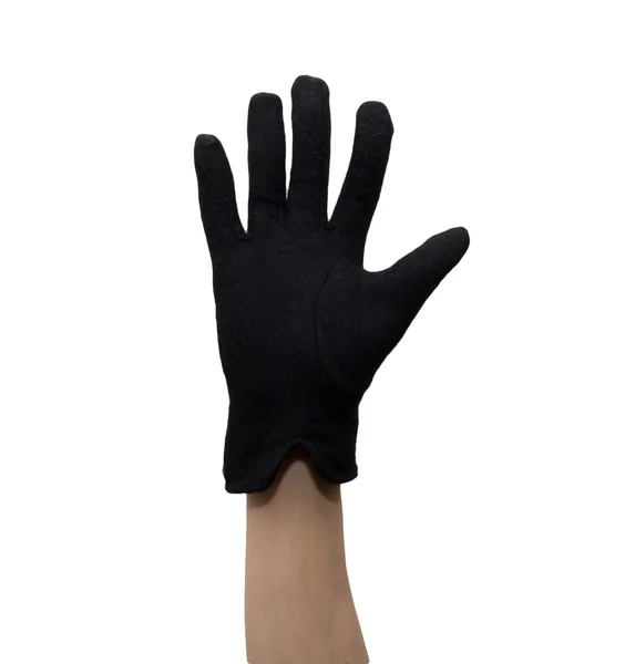 Black glove on a hand — Stock Photo, Image