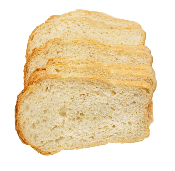 흰 바탕에 놓인 빵 조각 — 스톡 사진