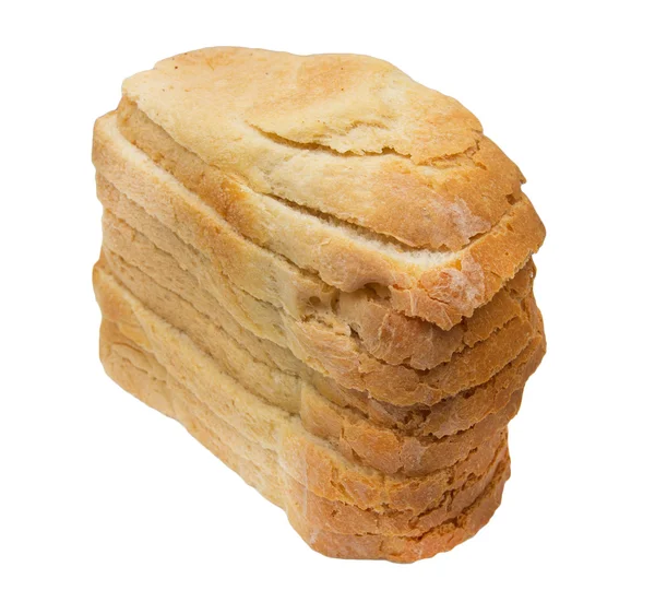 Skivor bröd på vit bakgrund — Stockfoto