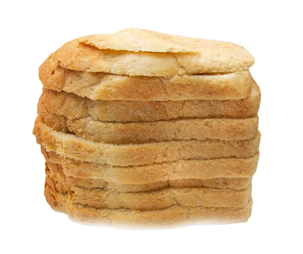 Шматочки хліба на білому тлі — стокове фото