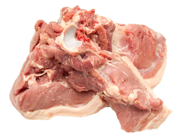 Beyaz arka planda taze domuz eti — Stok fotoğraf