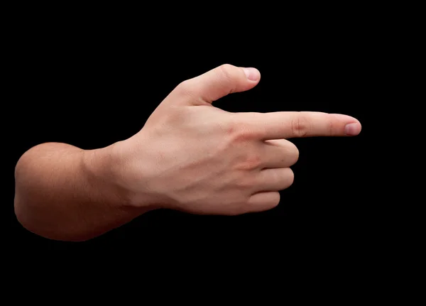 Siyah arkaplanda işaret parmağı — Stok fotoğraf
