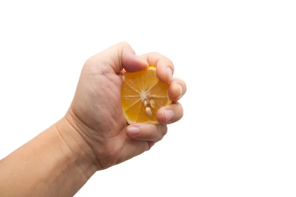 Citron i handen — Stockfoto