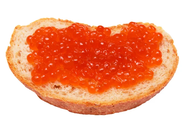 Caviar e pão sobre um fundo branco — Fotografia de Stock