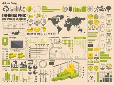 Set of green info graphics clipart