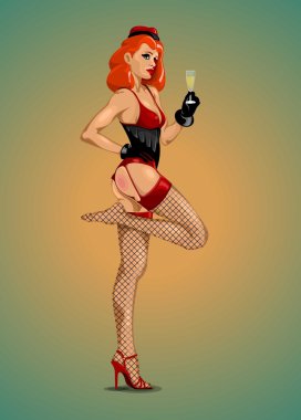 Sexy girl with glass clipart