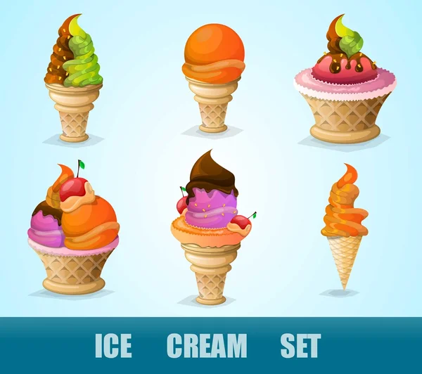 Conjunto de sorvete — Vetor de Stock