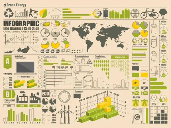 Set of green info graphics — Stock Vector