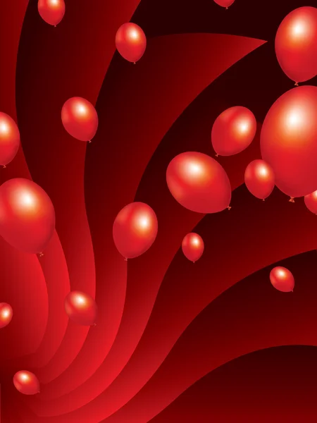 Red balloons with stylish abstract background — Stock Vector