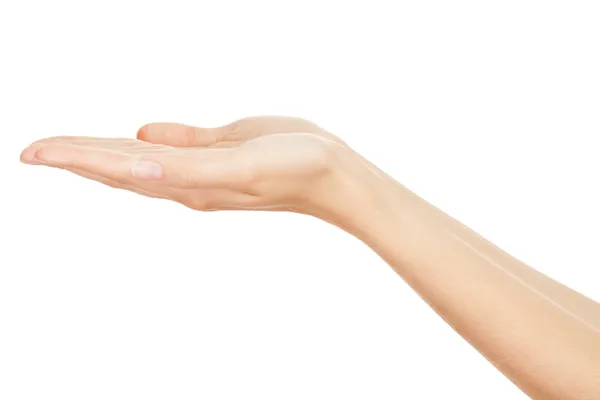Leere menschliche Hände (schöne Frauenhände) auf isoliertem Weiß — Stockfoto