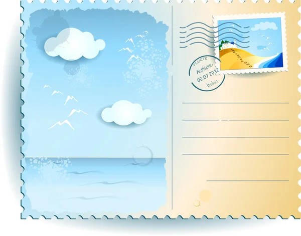 Carte postale maritime — Image vectorielle