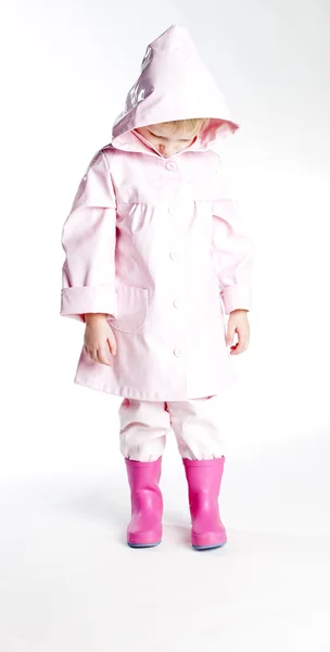 Little girl wearing raincoat — Stock Photo, Image
