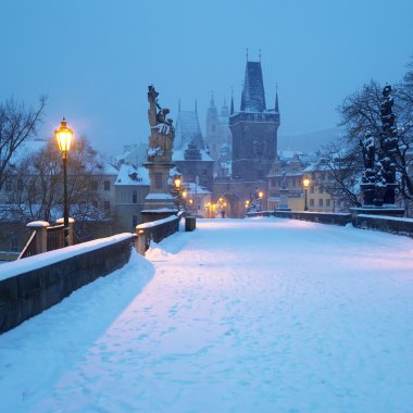 Charles bridge in winter, Prague, Czech Republic clipart