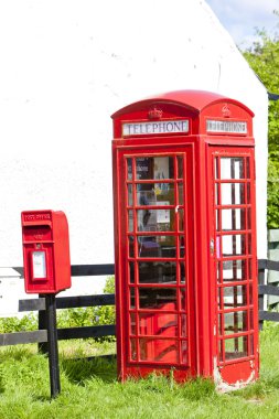 Telephone booth and letter box, Scotland clipart