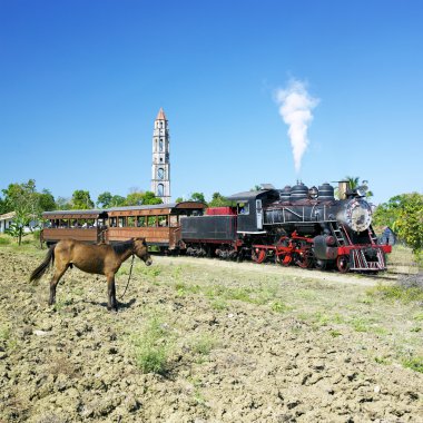 turistik tren manaca iznaga, sancti spiritus eyaleti valle de los Ingenios, Küba