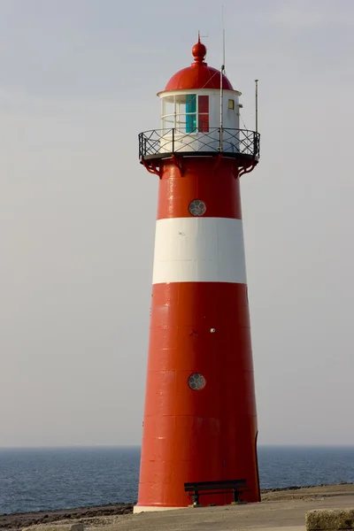 灯台、砂浜、ゼーラント、オランダ — ストック写真