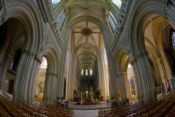 Interiér katedrály notre dame, bayeux, Normandie, Francie — Stock fotografie