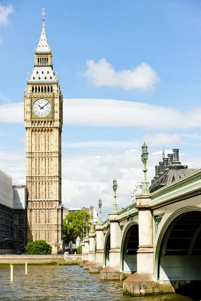 Big Bena i westminster bridge, Londyn, Wielka Brytania — Zdjęcie stockowe