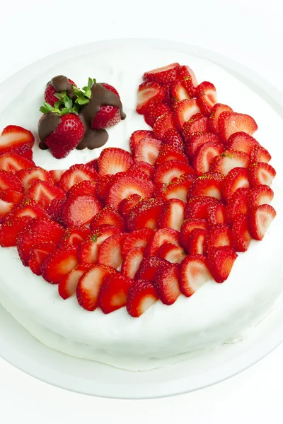 Lichte yoghurt cake met aardbeien — Stockfoto