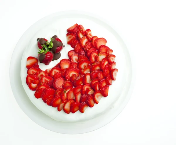 Light yogurt cake with strawberries — Stock Photo, Image