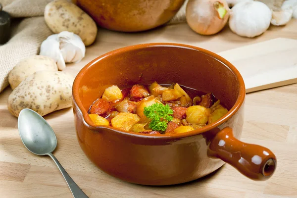 Potato and sausage goulash — Stock Photo, Image