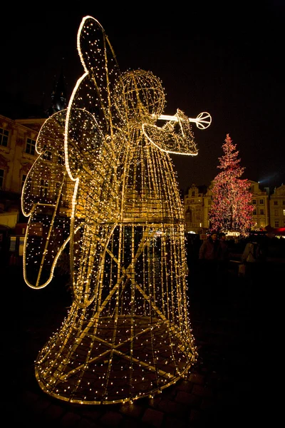 Praça da Cidade Velha no Natal, Praga, República Checa — Fotografia de Stock